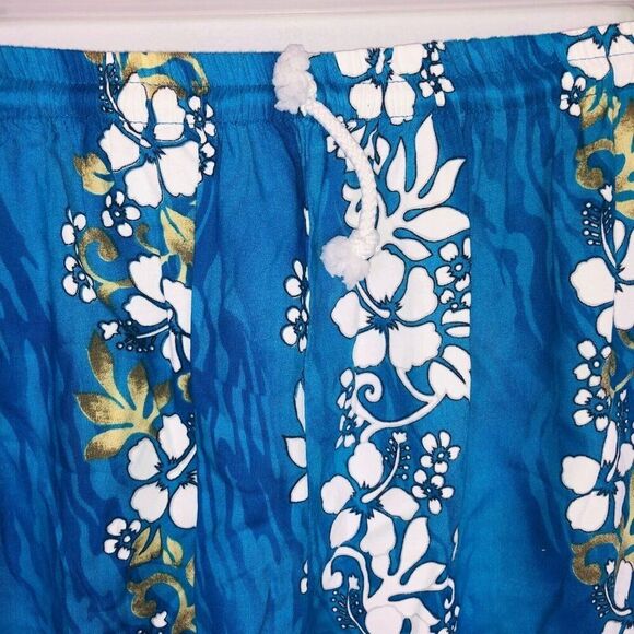 Hawaiian Aloha Tropical Shirt Shorts Set Mens XXL Blue White Floral TIKI - Picture 9 of 12